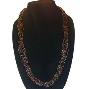 Vintage sea beads multiple strips necklace